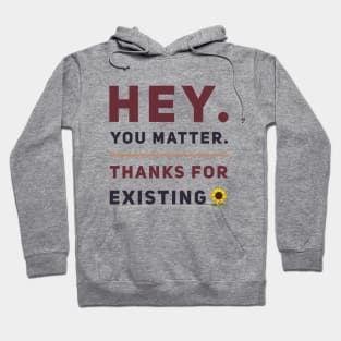 Hey You Matter. Thanks For Existing. Hoodie